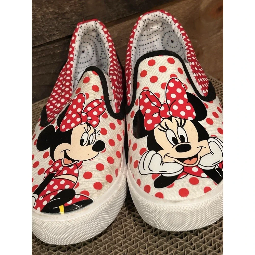 Minnie Mouse Disney Slip-On Shoes | Size 4 | Polka Dot Red White‎